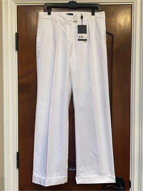 The Kooples Womens Ramones White Cotton Cuffed Trousers Fr Sz 38 US 6 New
